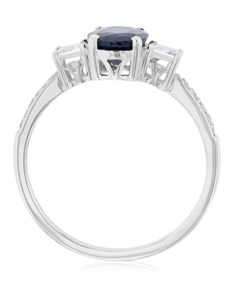 Macy's Diamond (0.054 ct. t.w.), Blue & White Sapphire (1.95 ct. t.w.) Ring in 14K White Gold