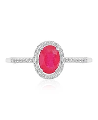 Macy's Ruby (1 ct. t.w.) and Diamond (0.14 ct. t.w.) Halo Ring in 14k White Gold