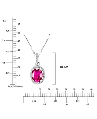 Macy's Ruby (1 ct. t.w.) & Diamond (0.105 ct. t.w.) Halo Necklace in 14k White Gold