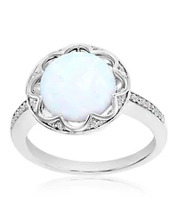 Macy's Opal & Diamond (0.048 ct. t.w.) Circle Ring