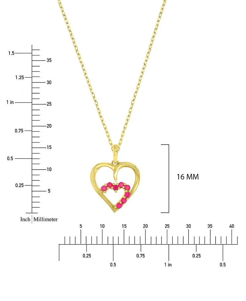 Macy's Created Ruby (0.4 ct. t.w.) Double Hearts Pendant Necklace in 10k Yellow Gold