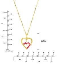 Macy's Created Ruby (0.4 ct. t.w.) Double Hearts Pendant Necklace in 10k Yellow Gold