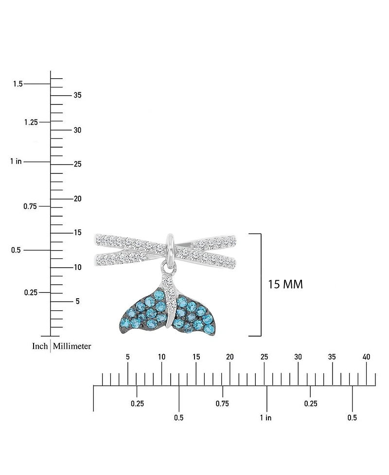 Macy's Blue Topaz (0.62 ct. t.w.) & Swiss (0.63 Dolphin Tail Ring Rhodium Over Sterling Silver