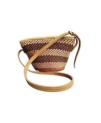 Life Damier Pattern Handwoven Sisal Straw Crossbody Shoulder Bag