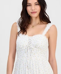 Self Esteem Juniors' Ditsy Floral Sweetheart-Neck Maxi Dress