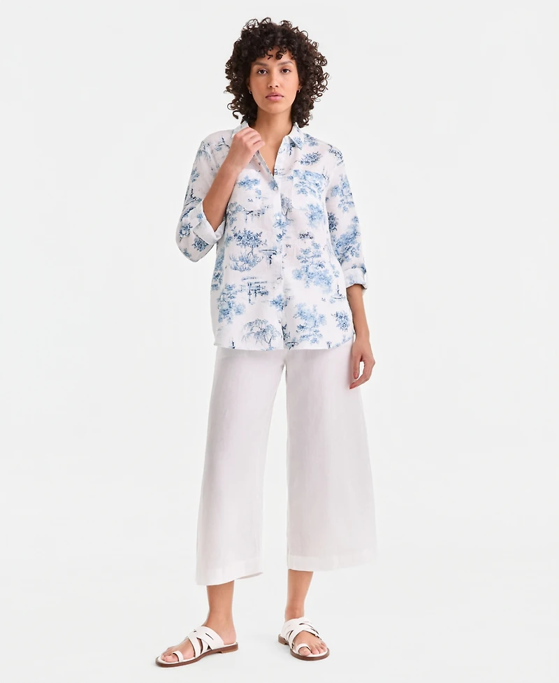 Charter Club Petite Floral Print Long-Sleeve Shirt, Macy's Exclusive
