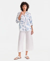 Charter Club Petite Floral Print Long-Sleeve Shirt, Macy's Exclusive
