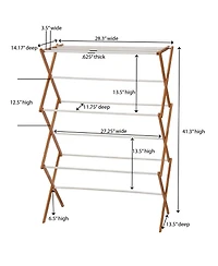 Household Essentials Bamboo and Metal Wall Mount Extendable Drying Rack