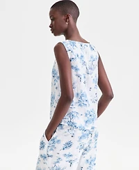 Charter Club Women's 100% Linen Pleated-Back Sleeveless Top, Macy's Exclusive