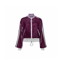 Pre-Owned Off-White Women's Purple Crushed Velvet Zipper Front Bomber Jacket