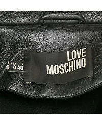 Pre-Owned Love Moschino Women's Black Spider Web Print Leather Riders Jacket