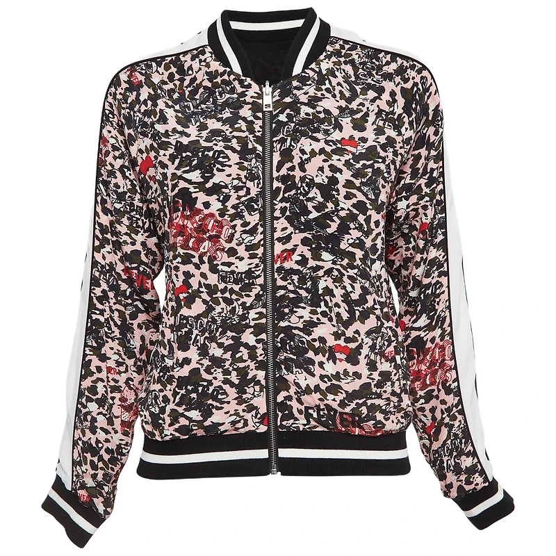 Pre-Owned Zadig & Voltaire Women's Pre-Owned Zadig and Voltaire Pink/black Printed Crepe Reversible Bomber Jacket