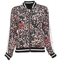 Pre-Owned Zadig & Voltaire Women's Pre-Owned Zadig and Voltaire Pink/black Printed Crepe Reversible Bomber Jacket