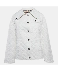 Pre-Owned Burberry Women's Brit White Synthetic Quilted Button Front Jacket