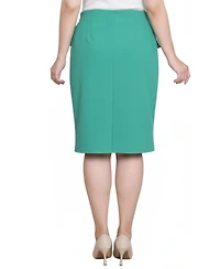 Ny Collection Petite Slim Belted Scuba Crepe Skirt