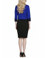 Ny Collection Petite Lace-Detail 2 Piece Textured Knit Dress Set