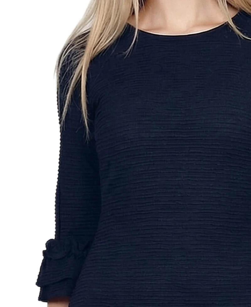 Ny Collection Petite 3/4 Sleeve Textured Knit Dress