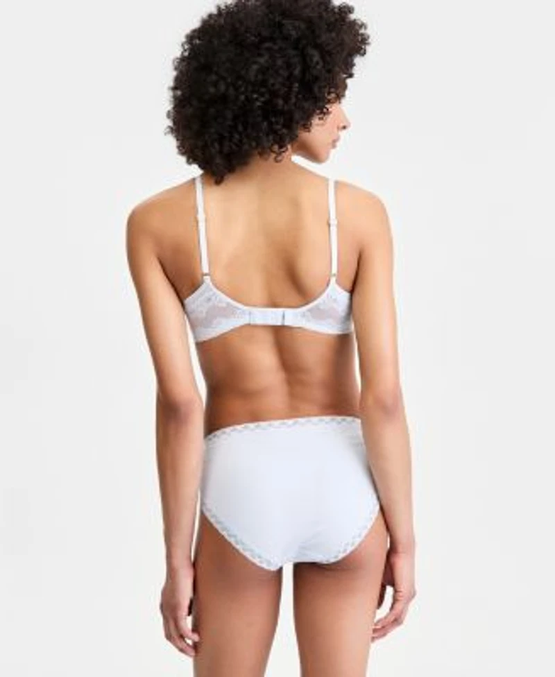 Natori Womens Bliss Perfection Contour Underwire Bra Bliss Lace Trim Cotton French Cut Brief Underwear