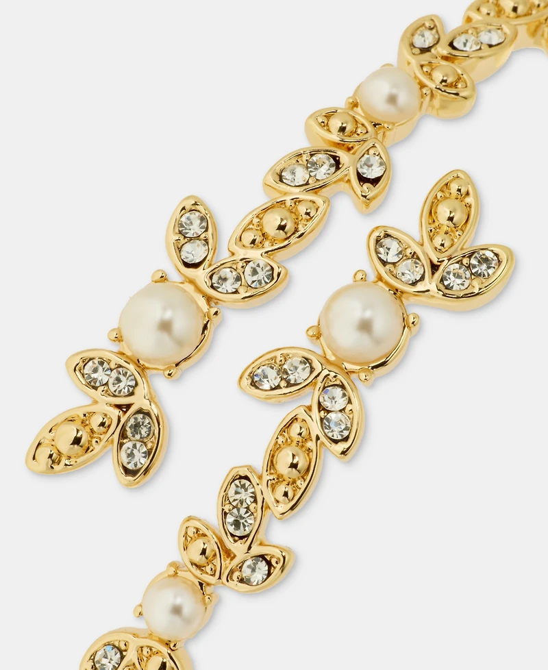 Marchesa Crystal & Imitation Pearl Bypass Bangle Bracelet
