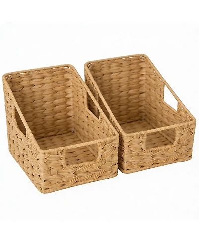 Yigii Handmade Trapezoid Wicker Baskets with Handles - 2-Pack