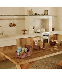 Yigii Handmade Trapezoid Wicker Baskets with Handles - 2-Pack