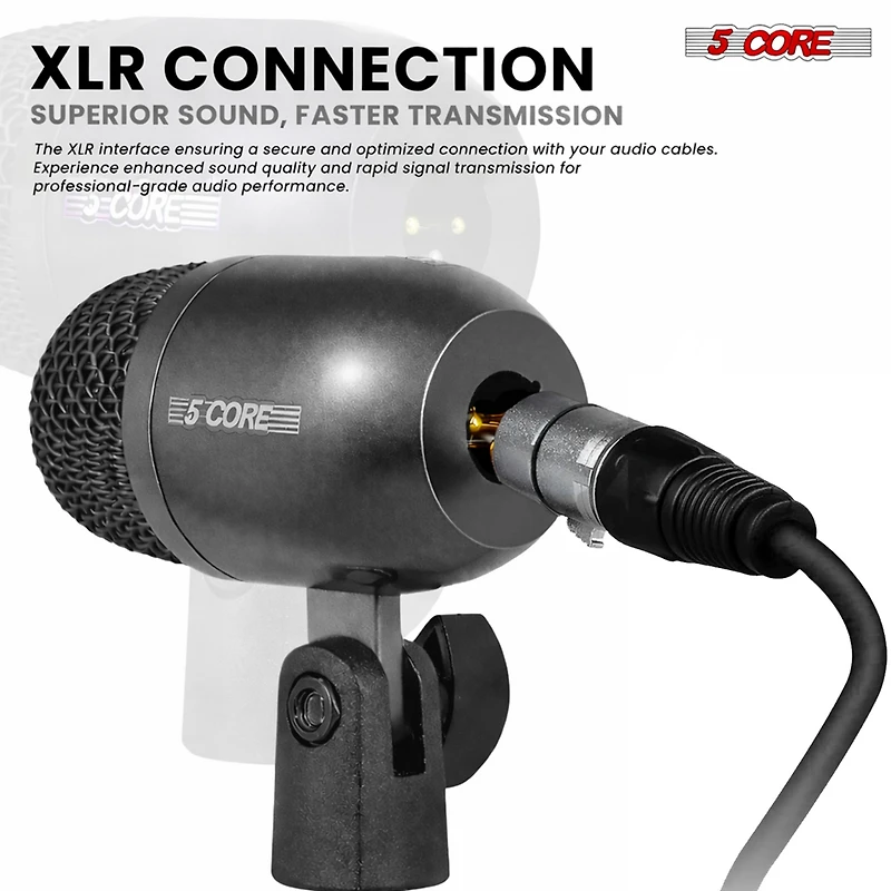 5 Core 5Core Tom Snare Mic Cardioid Dynamic Microphone for Drum Kit Percussion Instrument
