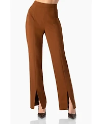 Ivonne Women's Straight-Leg Trousers with Leg Slits