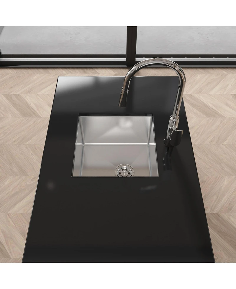 flynama Brushed Nickel Stainless Steel Kitchen Sink Single Bowl Undermount Handmade