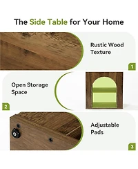 Tribesigns 3-Tier End Table, Small Wooden Side Table with Open Storage Shelf for Living Room, Rustic Narrow Night Stand, Bedside Table