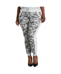 Poetic Justice Plus Curvy Grey French Terry Floral Jogger Pants