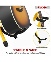 5 Core Guitar Stool 3.15" Padded Chair Foldable Heavy Duty Music Seat Built in Foot Rest Guitar Stand