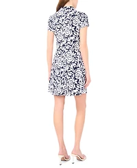 Msk Petite Zip-Front Beaded Collared Neck Short Dress