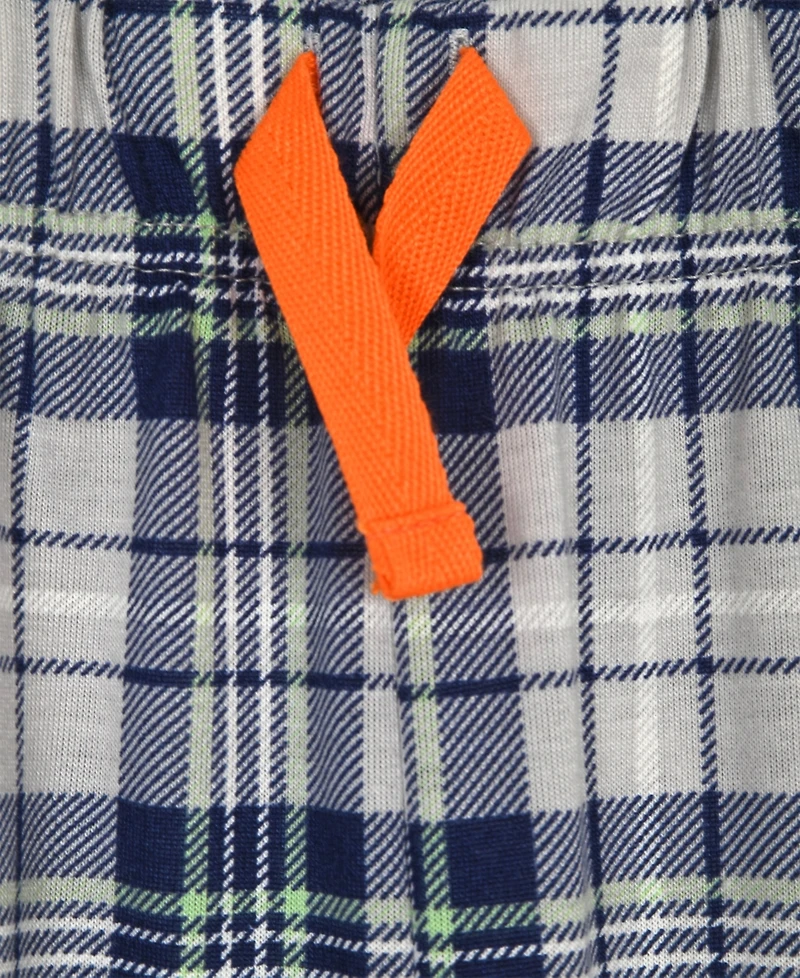 Max & Olivia Boys' 6-18 Crewneck Top Plaid Pants, 2-Piece Pajama Set