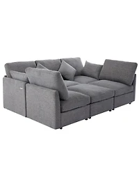 Streamdale Furniture Gray U-shaped Sectional Sofa with Movable Ottoman & Usb Ports