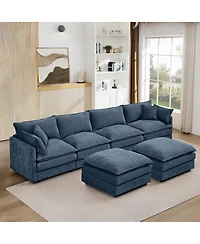 Streamdale Furniture Modular Sectional Sofa, 130.7" U Shaped Couch Set, 4-Seater Comfy Cloud Couches, Blue