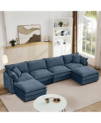 Streamdale Furniture Modular Sectional Sofa, 130.7" U Shaped Couch Set, 4-Seater Comfy Cloud Couches, Blue