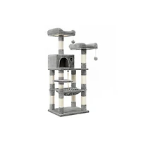 Cozito 56.3-Inch Cat Tree with Scratching Posts, Hammock, Padded Perches, Cat Condo, Anti-Tip Kit