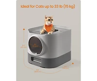 Cozito Xl Enclosed Cat Litter Box with Slide-Out Tray, Grate Top, Leak-Resistant Base, 3-Mode Door