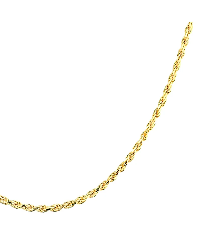 Bling Jewelry Strong 2MM Gold Plated .925 Sterling Silver Rope Cable Chain Necklace 20 Inch