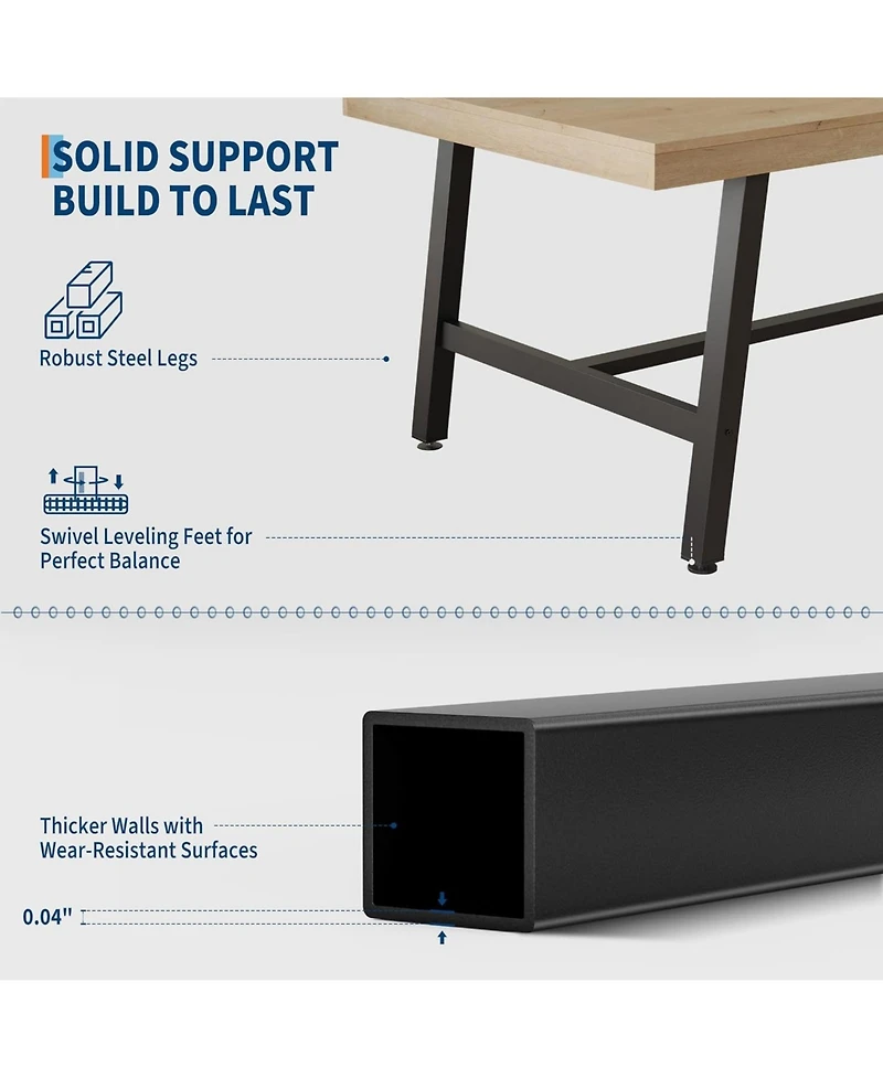 Gaomon Kitchen Table Industrial Dining Table for 4-6 People 63 in Long Wooden Kitchen Table