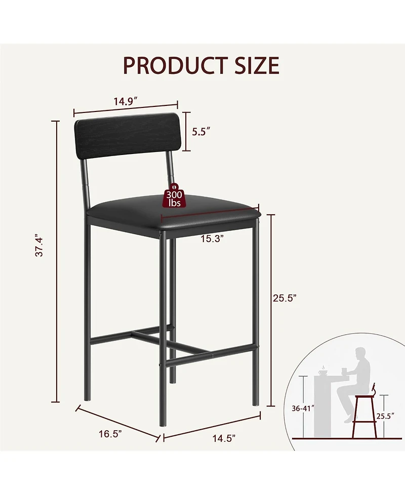 Gaomon Kitchen Table Bar Stools Set of 2 Kitchen Bar Stools for Dining Room, Home Office