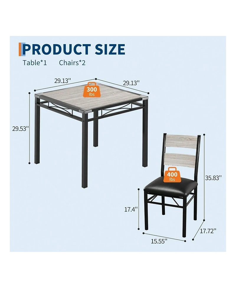 Gaomon Kitchen Table Home Dining Table Set For 2 Wood Kitchen Table for Dining Room, Home Office, Living Room