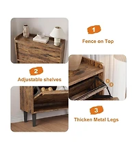 gaomon Shoe Cabinet with 2 Flip Drawers, Wooden Shoe Organizer with Adjustable Shelf, Shoe Storage for Entryway,Rustic Brown