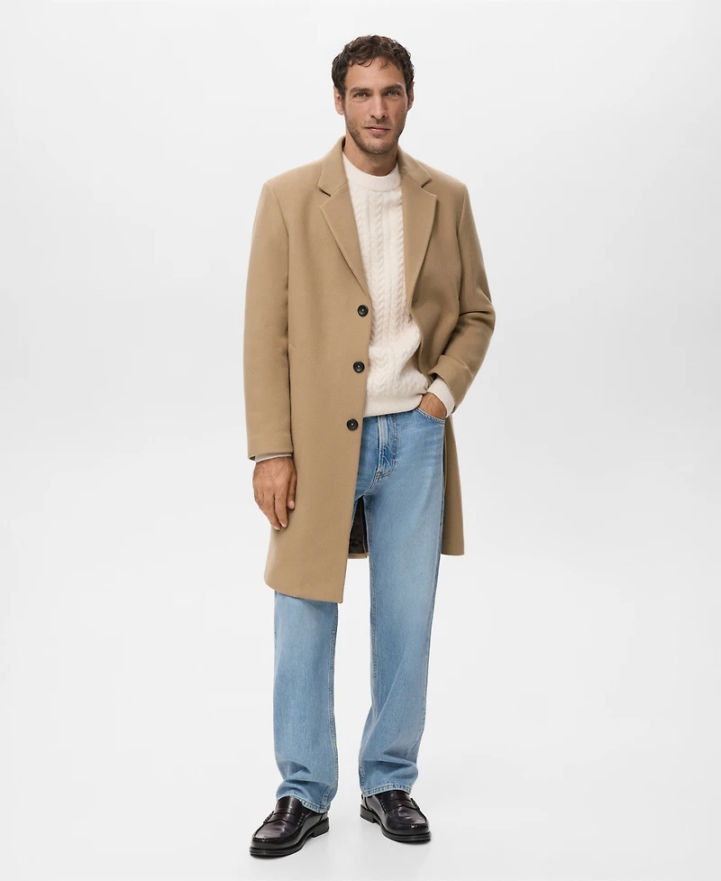 Mango Men's Lapel Manteco Wool Coat