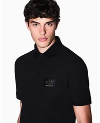 A|X Armani Exchange Men's Black and Gold Pique Polo Shirt