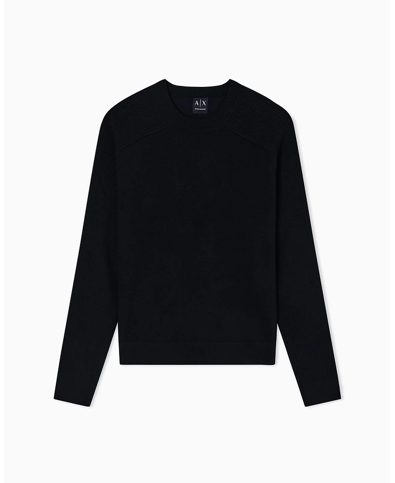 A|X Armani Exchange Men's Wool Cotton Blend Crew Neck Sweater