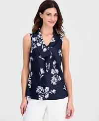 Tahari Asl Womens Sleeveless Sailor Tie Neck Top