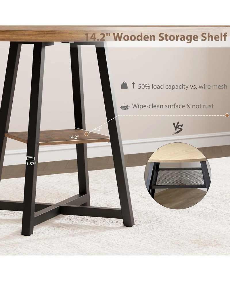 gaomon Kitchen Table Industrial Round Dining Table 47 Inch Kitchen Table Set for 4 to 6 Dinner Table