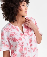 Charter Club Women's 100% Linen Split-Neck Top, Macy's Exclusive