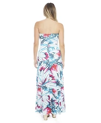 24seven Comfort Apparel Women's Butterfly A-Line Strapless Pocket Maxi Dress